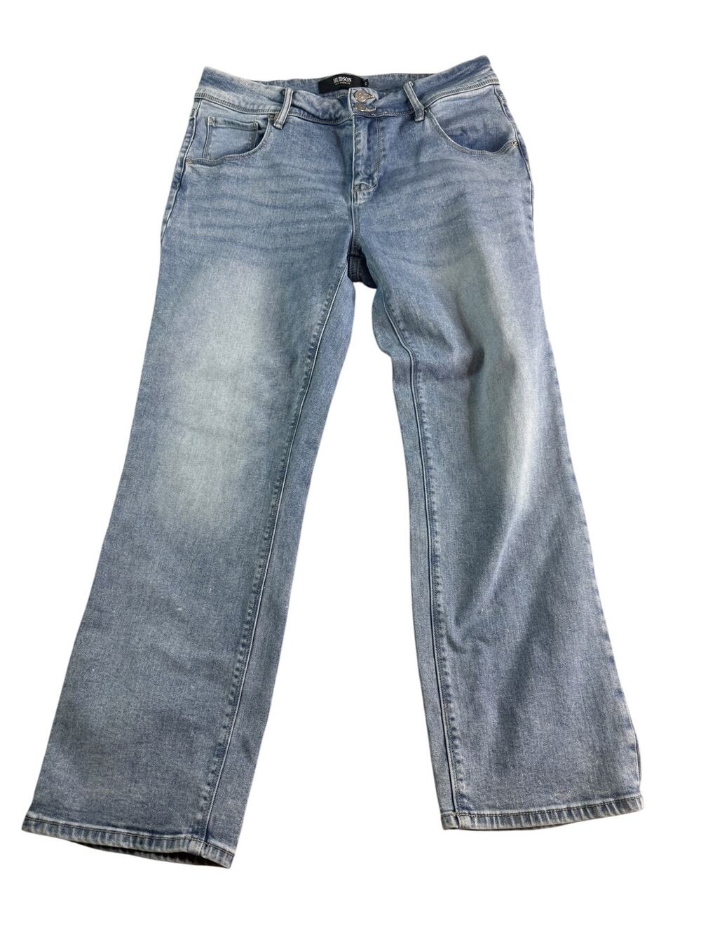Hudson Jeans Womens 12 Light Wash Straight Leg Stretch Denim Flap Pocket